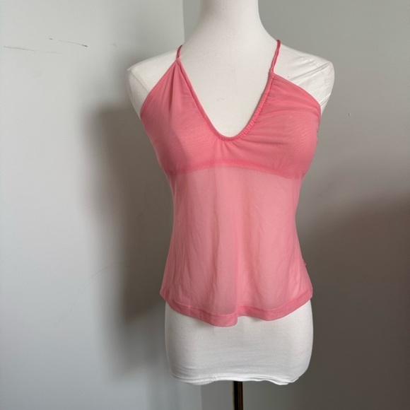 Y2K La Senza Pink Mesh Halter Top L - Picture 6 of 8